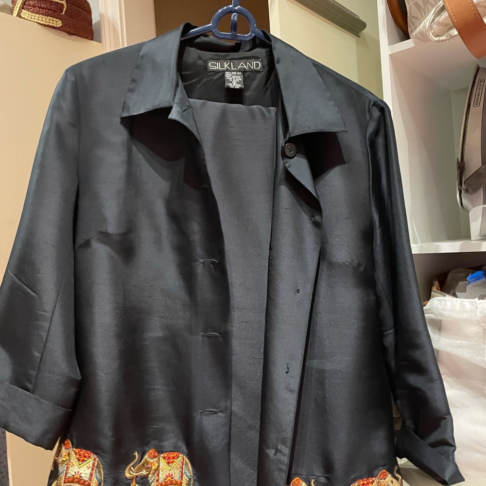 100% silk pants suit